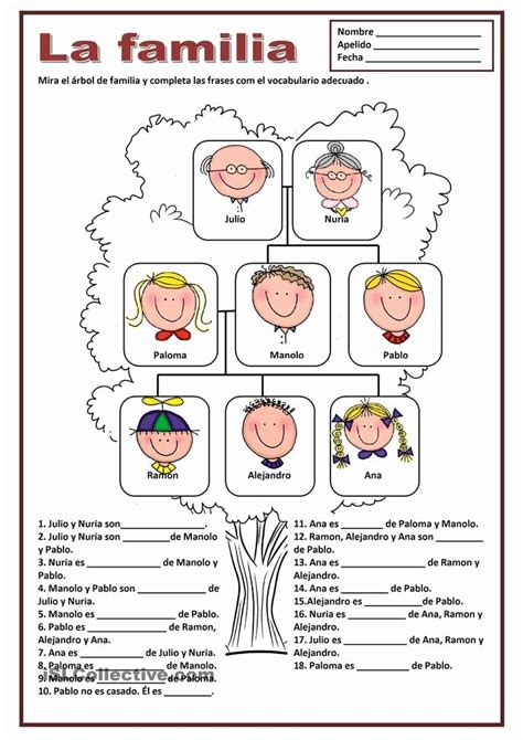 spanish family tree worksheet answers